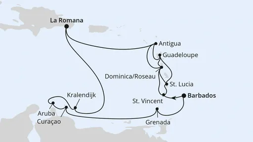 Route Karibische-Insel-Rundreise ab Barbados