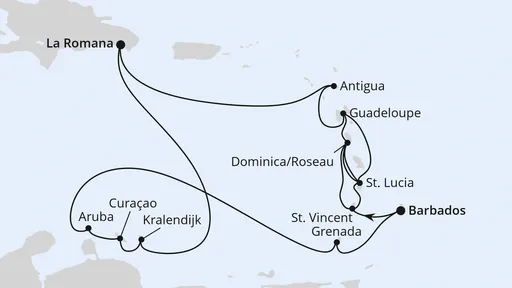 Route Karibische-Insel-Rundreise ab Barbados