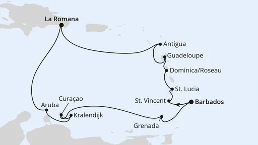 Route Karibische-Insel-Rundreise ab Barbados