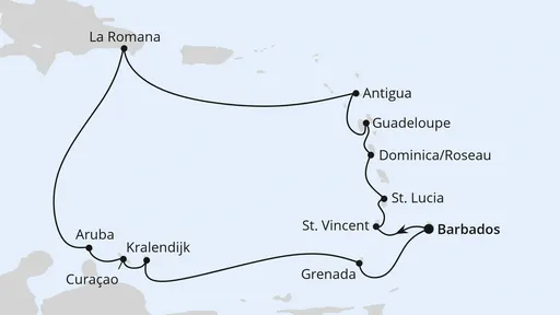 Route Karibische Inseln ab Barbados