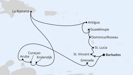 Route Karibische Inseln ab Barbados
