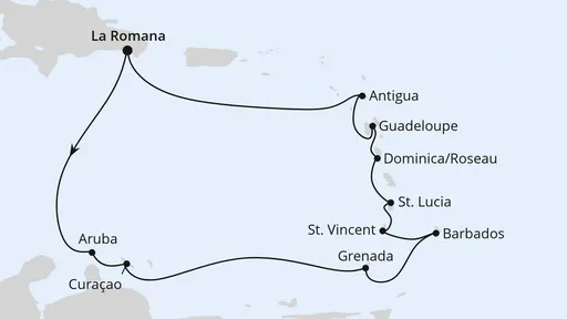 Route Karibische Inseln ab Dominikanische Republik