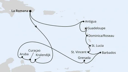 Route Karibische Inseln ab Dominikanische Republik