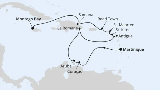 Route Karibische Inseln ab Martinique