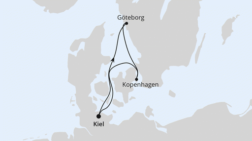 Route Kurzreise nach Göteborg & Kopenhagen ab Kiel
