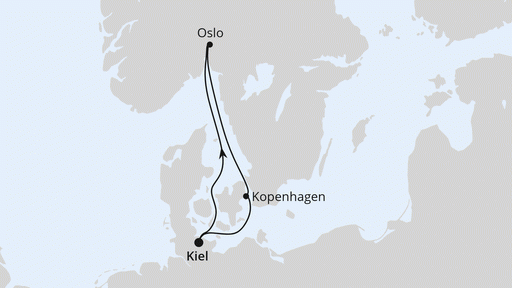 Route Kurzreise nach Oslo & Kopenhagen ab Kiel Route Kurzreise nach Oslo & Kopenhagen ab Kiel