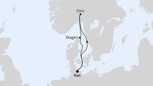Route Kurzreise nach Oslo & Skagen ab Kiel