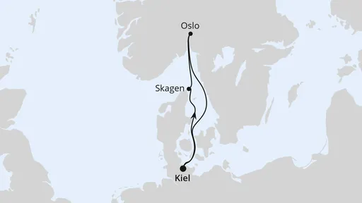 Route Kurzreise nach Oslo & Skagen ab Kiel
