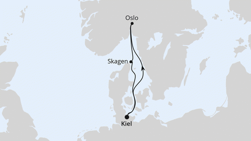 Route Kurzreise nach Oslo & Skagen ab Kiel