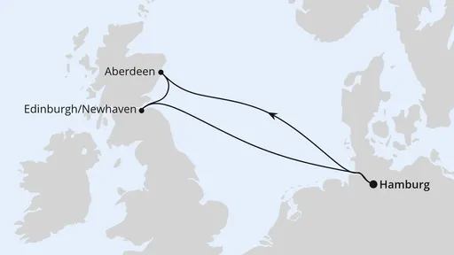 Route Kurzreise nach Schottland ab Hamburg