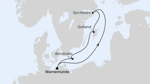 Route Kurzreise nach Schweden ab Warnemünde