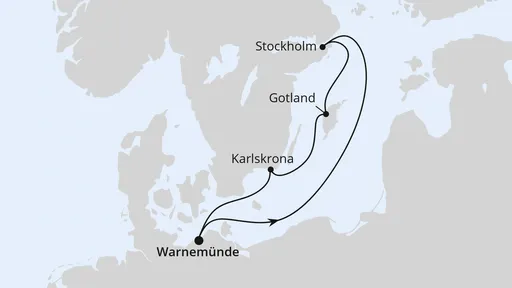 Route Kurzreise nach Schweden ab Warnemünde