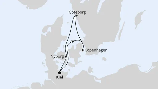 Route Kurzreise nach Skandinavien ab Kiel