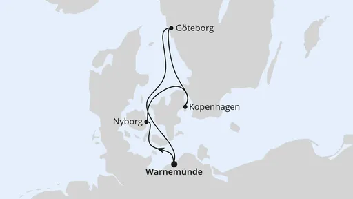 Route Kurzreise nach Skandinavien ab Warnemünde