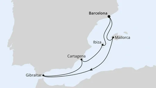 Route Mediterrane Schätze mit Gibraltar ab Barcelona