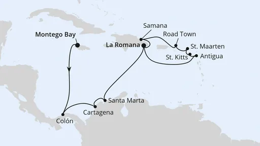 Route Mittelamerika & Karibische Inseln ab Jamaika