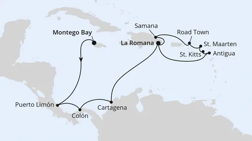 Route Mittelamerika & Karibische Inseln ab Jamaika