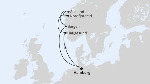 Route Norwegen ab Hamburg