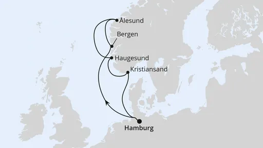 Route Norwegen ab Hamburg