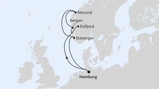 Route Norwegen ab Hamburg