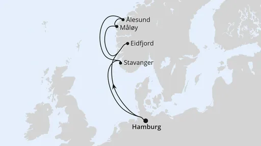 Route Norwegen ab Hamburg