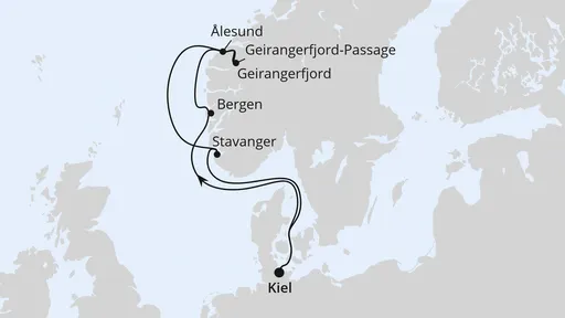 Route Norwegens Welterbe ab Kiel