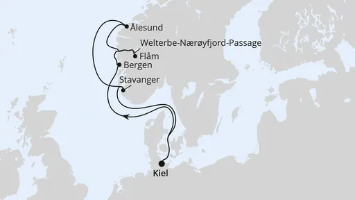 Route Norwegens Welterbe ab Kiel