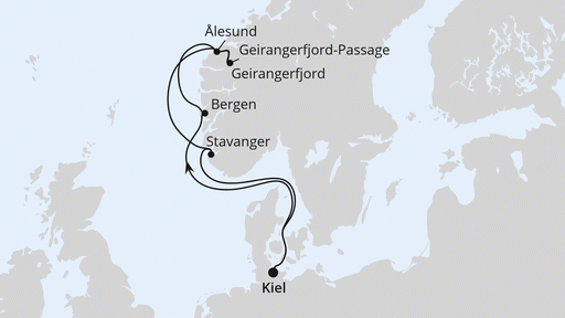 Route Norwegen ab Kiel