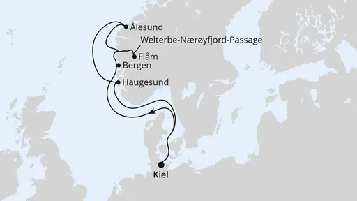 Route Norwegens Welterbe ab Kiel