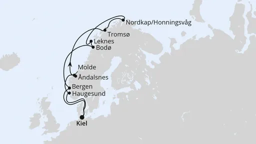 Route Norwegen mit Lofoten & Nordkap ab Kiel