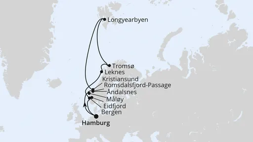 Route Norwegen mit Spitzbergen & Lofoten ab Hamburg