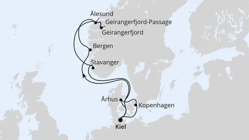 Route Norwegen & Dänemark ab Kiel 1