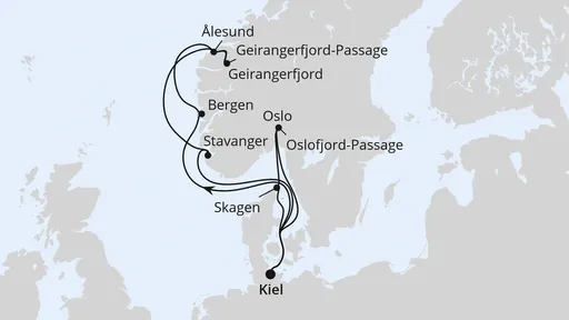 Route Norwegen & Dänemark ab Kiel 2