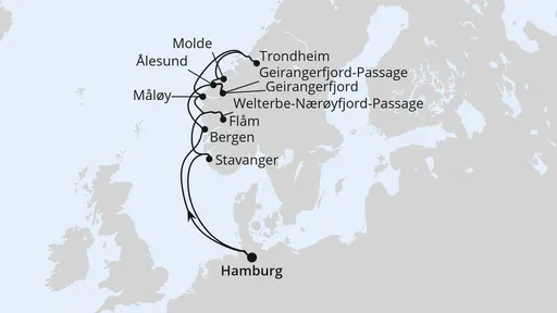 Route Norwegens Fjord-Weltnaturerbe ab Hamburg 2