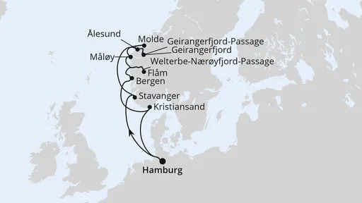 Route Norwegens Fjord-Weltnaturerbe ab Hamburg 2