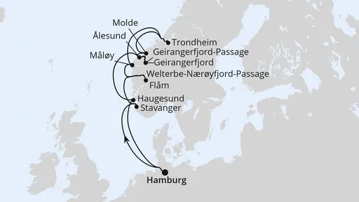 Route Norwegens Fjord-Weltnaturerbe ab Hamburg 2