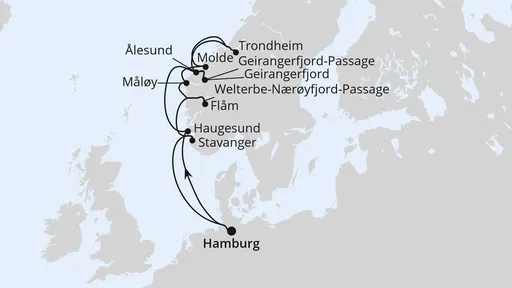 Route Norwegens Fjord-Weltnaturerbe ab Hamburg 2