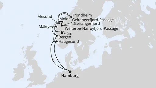 Route Norwegens Fjord-Weltnaturerbe ab Hamburg 2