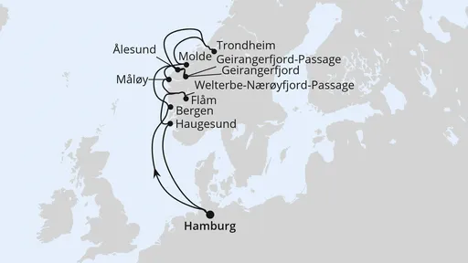 Route Norwegens Fjord-Weltnaturerbe ab Hamburg 2