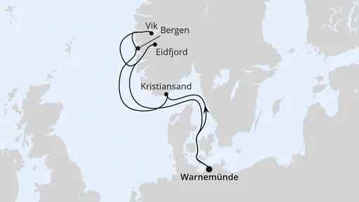 Route Norwegens Fjorde ab Warnemünde