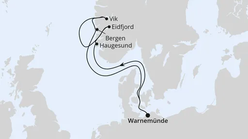 Route Norwegens Fjorde ab Warnemünde