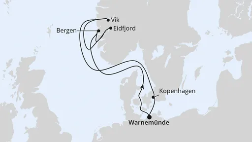 Route Norwegens Fjorde ab Warnemünde