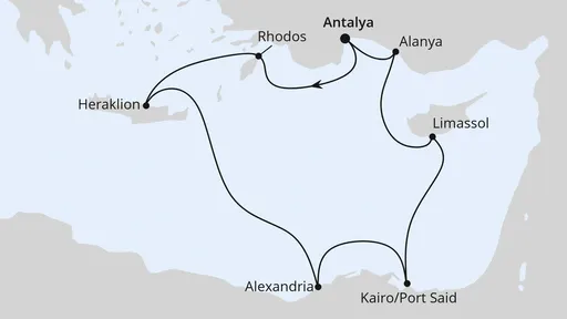 Route Östliches Mittelmeer mit Ägypten