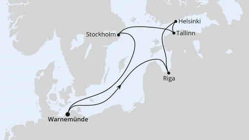 Route Ostsee ab Warnemünde