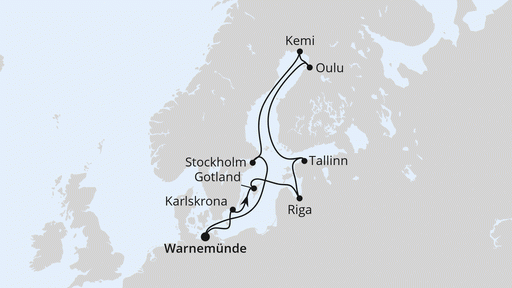Route Schärengärten der Ostsee ab Warnemünde