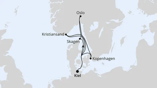 Route Skandinavien ab Kiel