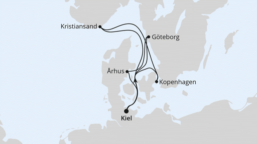 Route Skandinavien mit Göteborg ab Kiel