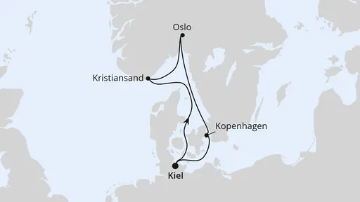 Route Skandinavische Städte ab Kiel