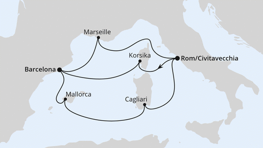 Route Spanien, Frankreich & Italien ab Civitavecchia 2 Route Spanien, Frankreich & Italien ab Civitavecchia 2