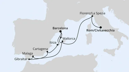 Route Spanien, Italien & Gibraltar ab Barcelona